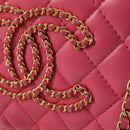 CHANEL Matelasse Chain Shoulder Bag Lamb Skin Pink Gold CC Auth 125468AM-19