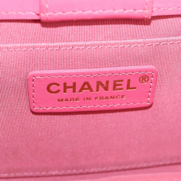 CHANEL Matelasse Chain Shoulder Bag Lamb Skin Pink Gold CC Auth 125468SAM