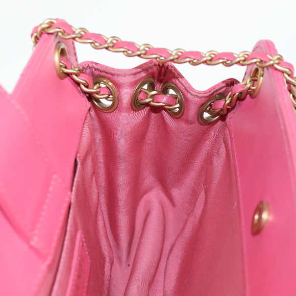 CHANEL Matelasse Chain Shoulder Bag Lamb Skin Pink Gold CC Auth 125468SAM