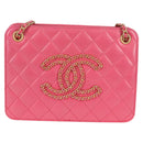 CHANEL Matelasse Chain Shoulder Bag Lamb Skin Pink Gold CC Auth 125468SAM-13