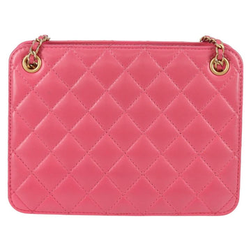 CHANEL Matelasse Chain Shoulder Bag Lamb Skin Pink Gold CC Auth 125468AM - 0