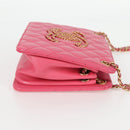 CHANEL Matelasse Chain Shoulder Bag Lamb Skin Pink Gold CC Auth 125468AM-4