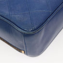 CHANEL Chain Bicolore Shoulder Bag Lamb Skin Blue Gold CC Auth 125470-15