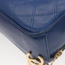 CHANEL Chain Bicolore Shoulder Bag Lamb Skin Blue Gold CC Auth 125470-16