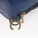CHANEL Chain Bicolore Shoulder Bag Lamb Skin Blue Gold CC Auth 125470-10