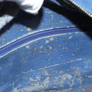 CHANEL Chain Bicolore Shoulder Bag Lamb Skin Blue Gold CC Auth 125470-17