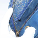 CHANEL Chain Bicolore Shoulder Bag Lamb Skin Blue Gold CC Auth 125470-20