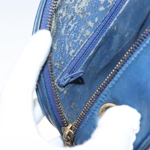 CHANEL Chain Bicolore Shoulder Bag Lamb Skin Blue Gold CC Auth 125470