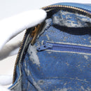 CHANEL Chain Bicolore Shoulder Bag Lamb Skin Blue Gold CC Auth 125470-22