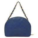 CHANEL Chain Bicolore Shoulder Bag Lamb Skin Blue Gold CC Auth 125470-2