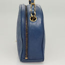 CHANEL Chain Bicolore Shoulder Bag Lamb Skin Blue Gold CC Auth 125470-3
