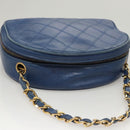 CHANEL Chain Bicolore Shoulder Bag Lamb Skin Blue Gold CC Auth 125470-6