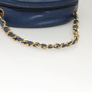 CHANEL Chain Bicolore Shoulder Bag Lamb Skin Blue Gold CC Auth 125470-7