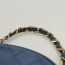 CHANEL Chain Bicolore Shoulder Bag Lamb Skin Blue Gold CC Auth 125470-8