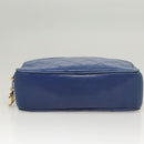 CHANEL Chain Bicolore Shoulder Bag Lamb Skin Blue Gold CC Auth 125470-5