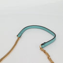 FENDI Zucca Canvas Chain Shoulder Bag Leather 2way Gold Green Auth 125471M-15