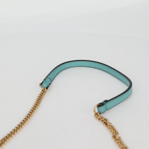 FENDI Zucca Canvas Chain Shoulder Bag Leather 2way Gold Green Auth 125471M