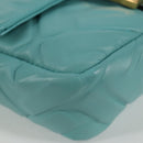 FENDI Zucca Canvas Chain Shoulder Bag Leather 2way Gold Green Auth 125471M-16