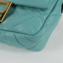 FENDI Zucca Canvas Chain Shoulder Bag Leather 2way Gold Green Auth 125471M-17