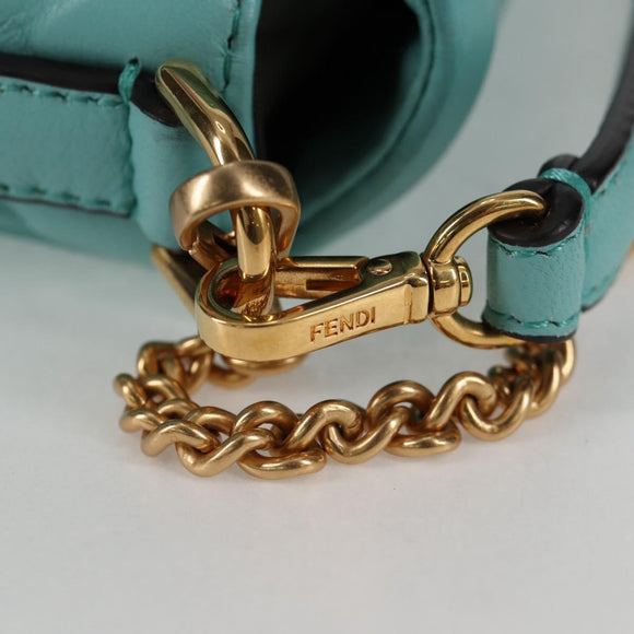 FENDI Zucca Canvas Chain Shoulder Bag Leather 2way Gold Green Auth 125471M