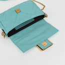 FENDI Zucca Canvas Chain Shoulder Bag Leather 2way Gold Green Auth 125471M-22