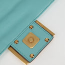FENDI Zucca Canvas Chain Shoulder Bag Leather 2way Gold Green Auth 125471M-9