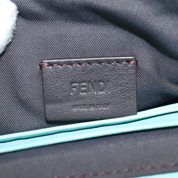 FENDI Zucca Canvas Chain Shoulder Bag Leather 2way Gold Green Auth 125471M