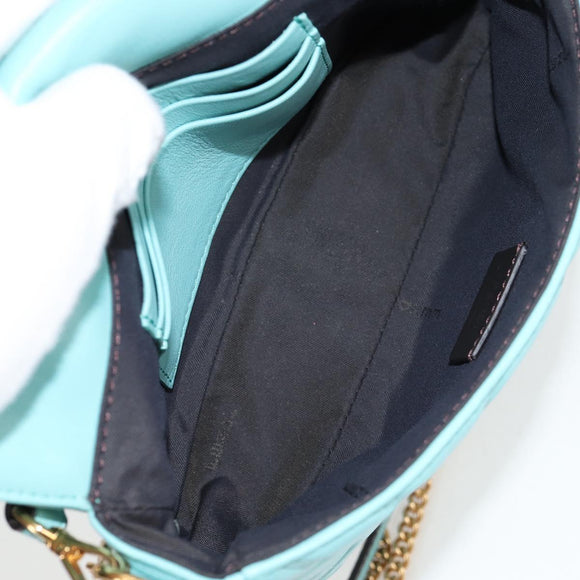 FENDI Zucca Canvas Chain Shoulder Bag Leather 2way Gold Green Auth 125471M