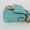 FENDI Zucca Canvas Chain Shoulder Bag Leather 2way Gold Green Auth 125471M-4