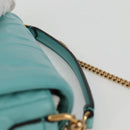 FENDI Zucca Canvas Chain Shoulder Bag Leather 2way Gold Green Auth 125471M-14