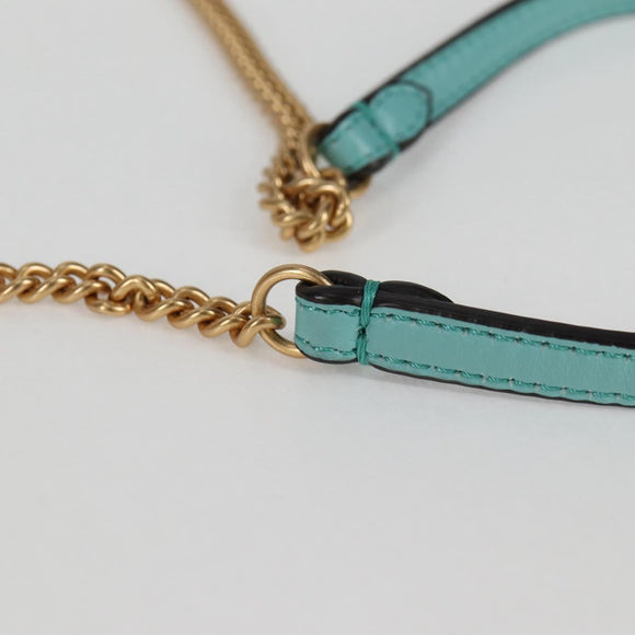 FENDI Zucca Canvas Chain Shoulder Bag Leather 2way Gold Green Auth 125471M