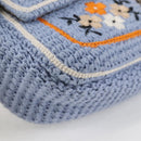 FENDI Chain Mamma Baguette Shoulder Bag Cotton 2way Purple Gold Auth 125472SM-14