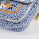 FENDI Chain Mamma Baguette Shoulder Bag Cotton 2way Purple Gold Auth 125472SM-15