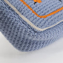 FENDI Chain Mamma Baguette Shoulder Bag Cotton 2way Purple Gold Auth 125472SM-16