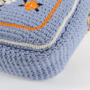 FENDI Chain Mamma Baguette Shoulder Bag Cotton 2way Purple Gold Auth 125472SM-17