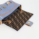 FENDI Chain Mamma Baguette Shoulder Bag Cotton 2way Purple Gold Auth 125472SM-9