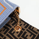 FENDI Chain Mamma Baguette Shoulder Bag Cotton 2way Purple Gold Auth 125472SM-21