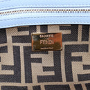 FENDI Chain Mamma Baguette Shoulder Bag Cotton 2way Purple Gold Auth 125472SM-22