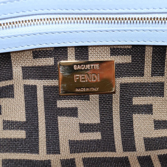 FENDI Chain Mamma Baguette Shoulder Bag Cotton 2way Purple Gold Auth 125472SM