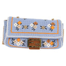 FENDI Chain Mamma Baguette Shoulder Bag Cotton 2way Purple Gold Auth 125472SM-13