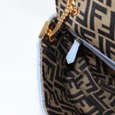 FENDI Chain Mamma Baguette Shoulder Bag Cotton 2way Purple Gold Auth 125472SM-24