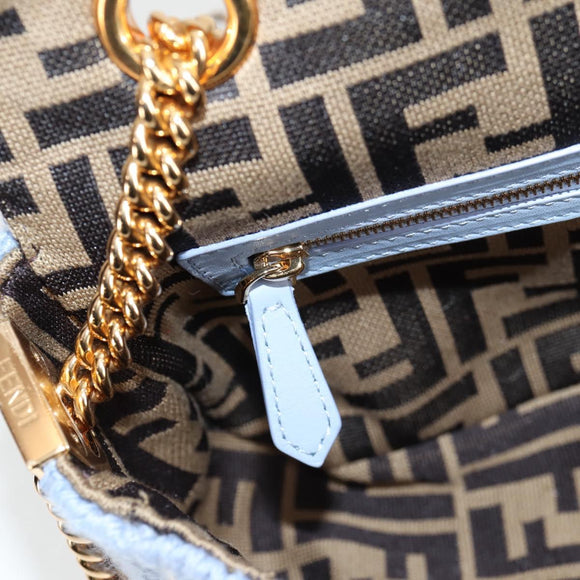 FENDI Chain Mamma Baguette Shoulder Bag Cotton 2way Purple Gold Auth 125472SM