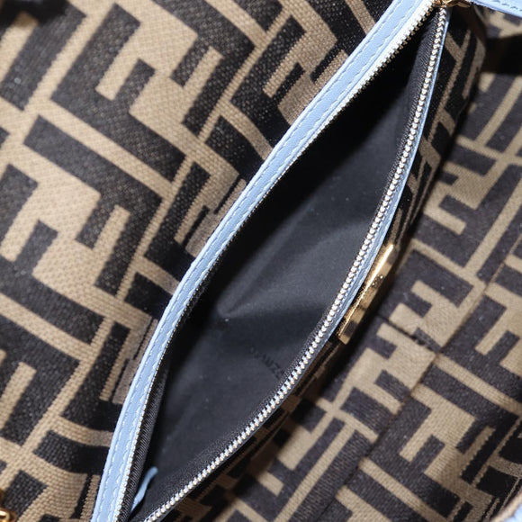 FENDI Chain Mamma Baguette Shoulder Bag Cotton 2way Purple Gold Auth 125472SM