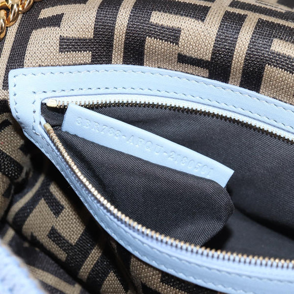 FENDI Chain Mamma Baguette Shoulder Bag Cotton 2way Purple Gold Auth 125472SM