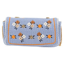 FENDI Chain Mamma Baguette Shoulder Bag Cotton 2way Purple Gold Auth 125472SM-2