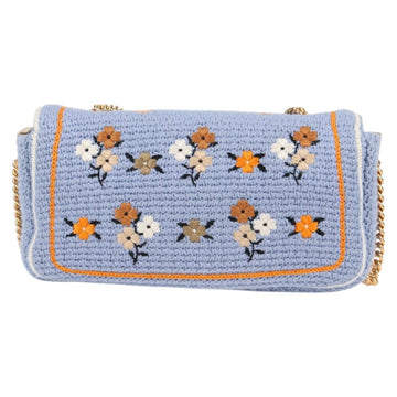 FENDI Chain Mamma Baguette Shoulder Bag Cotton 2way Purple Gold Auth 125472SM - 0