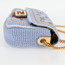 FENDI Chain Mamma Baguette Shoulder Bag Cotton 2way Purple Gold Auth 125472SM-4