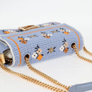 FENDI Chain Mamma Baguette Shoulder Bag Cotton 2way Purple Gold Auth 125472SM-6