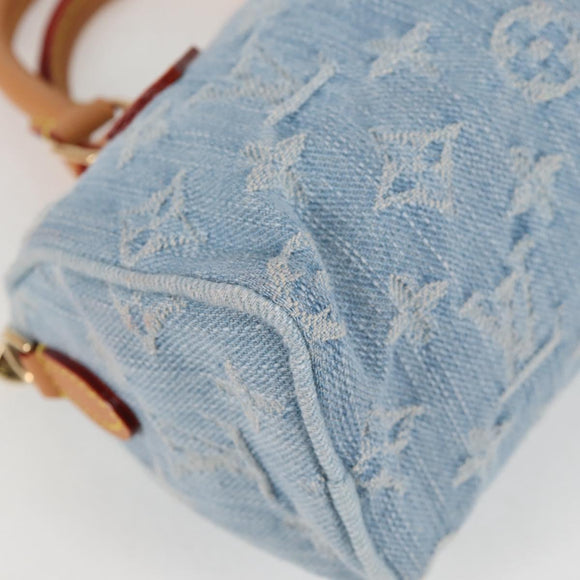 LOUIS VUITTON Monogram Denim Nano Speedy Hand Bag Blue M11212 LV Auth 125482SM