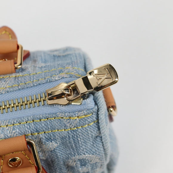 LOUIS VUITTON Monogram Denim Nano Speedy Hand Bag Blue M11212 LV Auth 125482SM